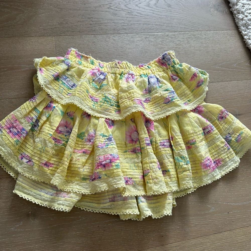 LOVESHACKFANCY Yellow Floral Skirt